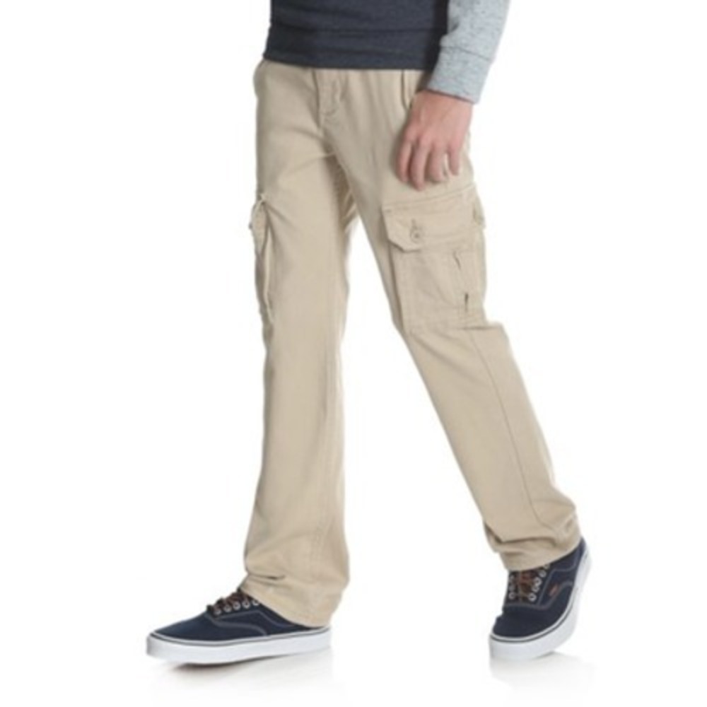 Wrangler Cargo Pants Boys 10 Beige Twill Pockets Adjustable Waist Stretch Spring